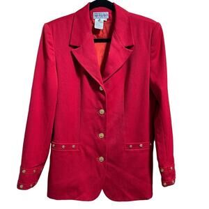 Bloomingdale's 100% Wool Blazer Women's Red Suit Jacket Sz. 6